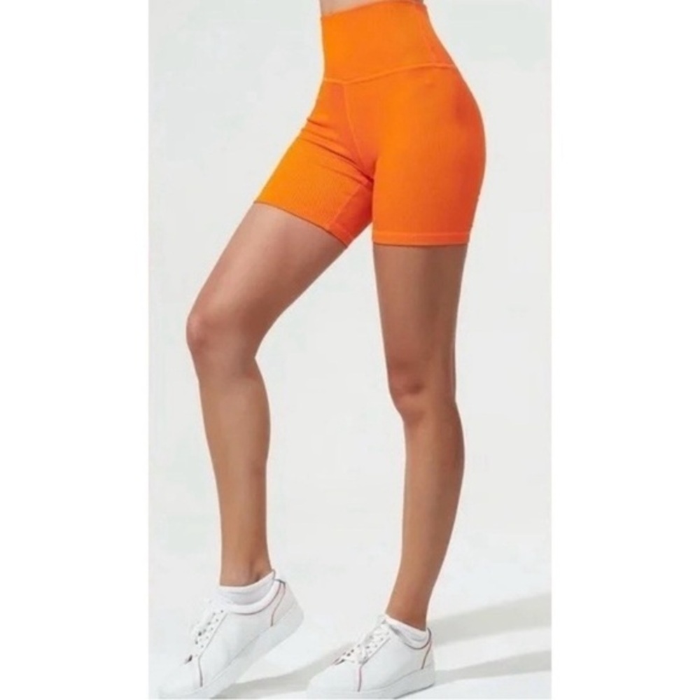 Naked Wardrobe Women's Orange Athletic Bicycle Workout Shorts Size XS NWT #717